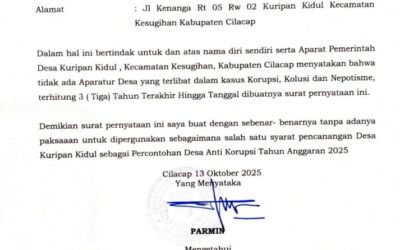 Kepala Desa Kuripan Kidul Nyatakan Tidak Ada Aparatur Desa Terlibat KKN melalui Surat Pernyataan